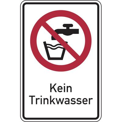 Verbotsschild, Kombischild, Kein Trinkwasser - ASR A1.3 (DIN EN ISO 7010) - 200x300x0.45 mm Aluminium geprägt