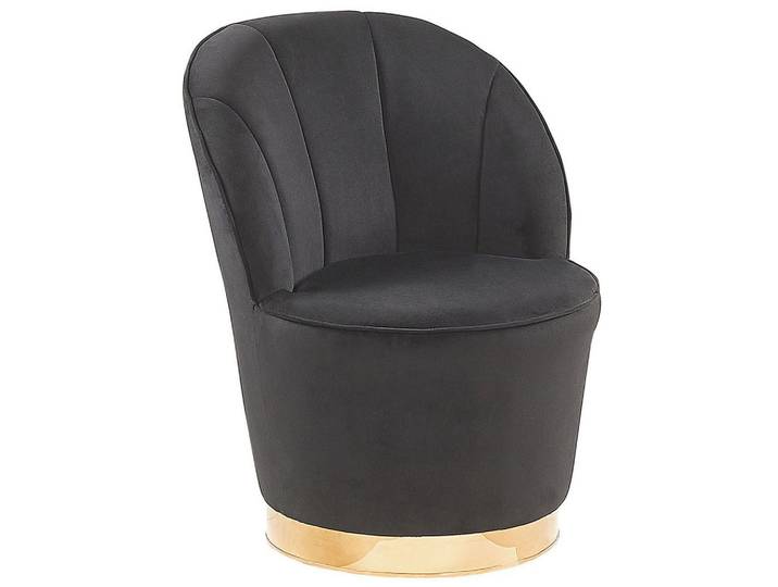 Beliani Sessel Samtstoff Schwarz/Gold Alby, Metall, 56x72x61 cm, Wohnzimmer, Sessel, Polstersessel