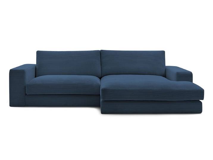Ecksofa BOBOCHIC LEONARD Cord-Stoff dunkelblau