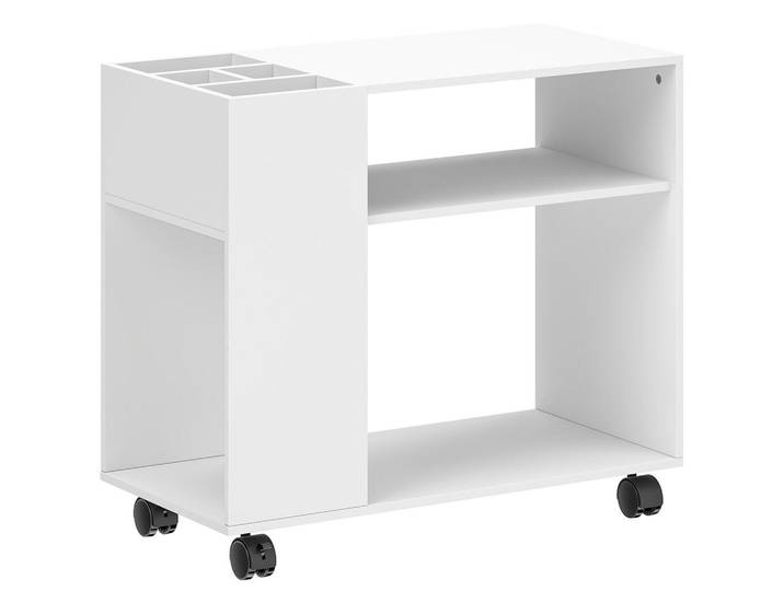 Homcom Druckerständer aus Spanplatte Weiß, Holzwerkstoff, 34x60x70 cm, Büromöbel, Container