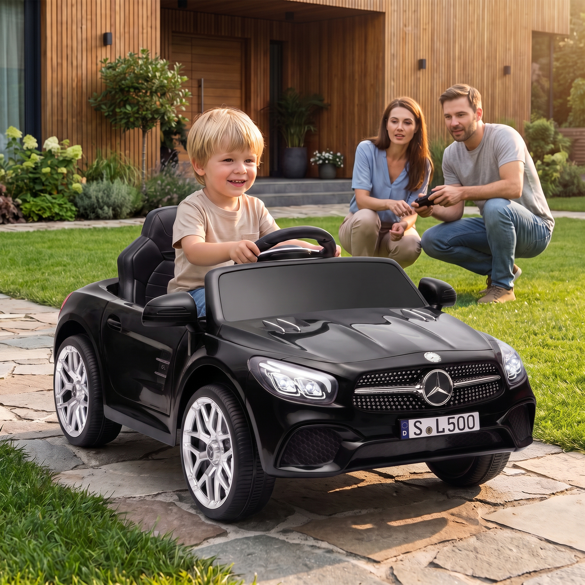 Aiyaplay Mercedes-Benz Auto Elettrica per Bambini con Telecomando Nero   Aosom Italy