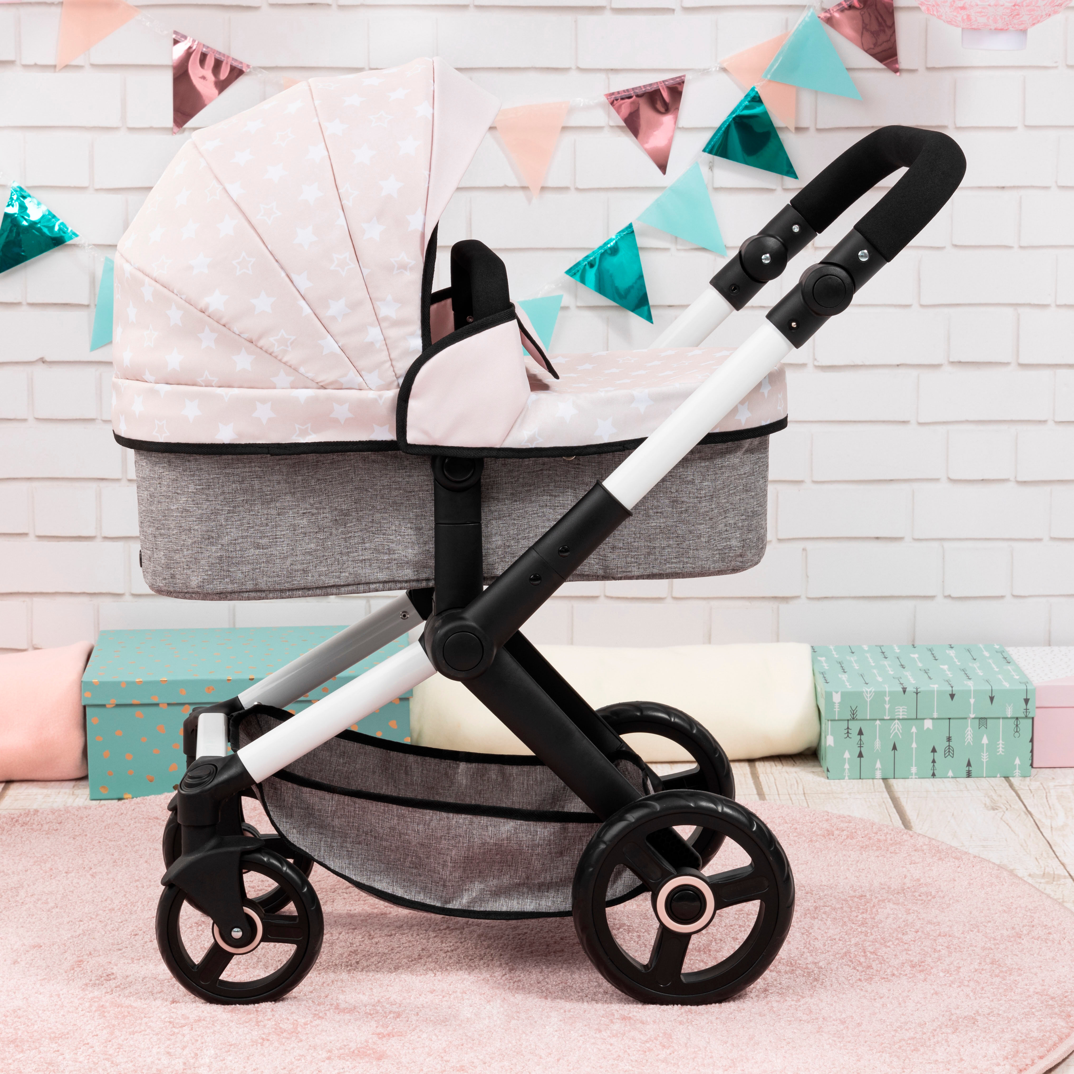Kombi-Puppenwagen BAYER "Xeo", beige (sterne beige), Puppenwagen, KinderB:37cm H:73cm T:68cm, Kunststoff, Metall, Stoff, Kombi-Puppenwagen, B:37cm H:73cm T:68cm