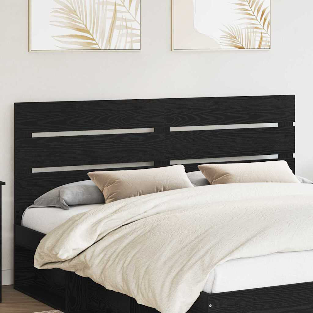 17 Stories Slat Headboard Black Oak King
