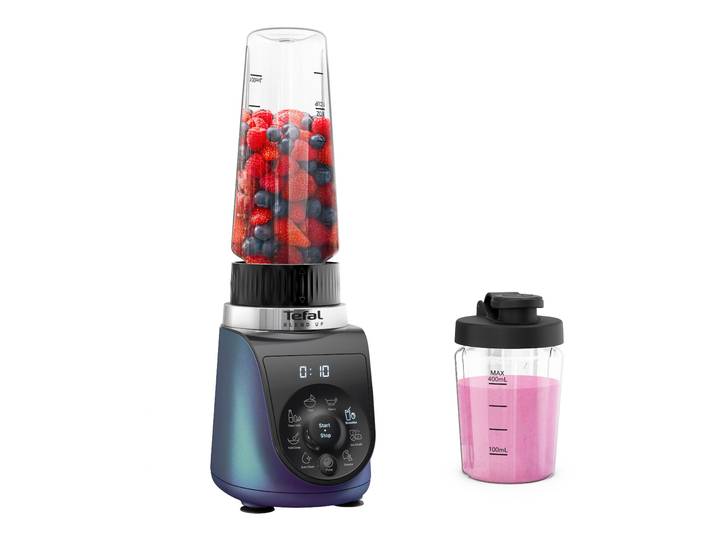 TEFAL Standmixer BL19H4 Blend Up , blau (boreal blau), B:12,8cm H:38,8cm T:18,2cm, Zerkleinerer, 8 automatische Programme, kompakt, Silence-Modus, Standmixer