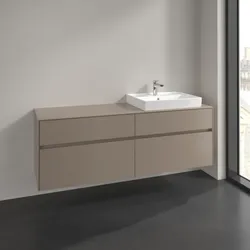 Villeroy und Boch Collaro Waschtischunterschrank C023B0VM 160x54,8x50cm, Waschtisch rechts, LED-Beleuchtung 12W, taupe