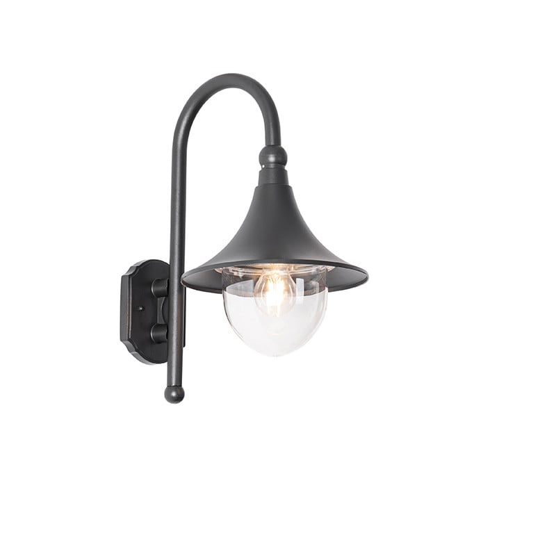 Qazqa Daphne Klassieke Buiten Wandlamp - Zwart - IP44