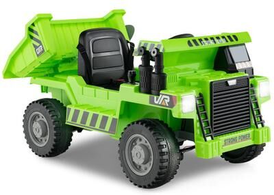 Costway Kids Ride on Dump Truck 12V Ride on Car with Electric Dump Bed-Green