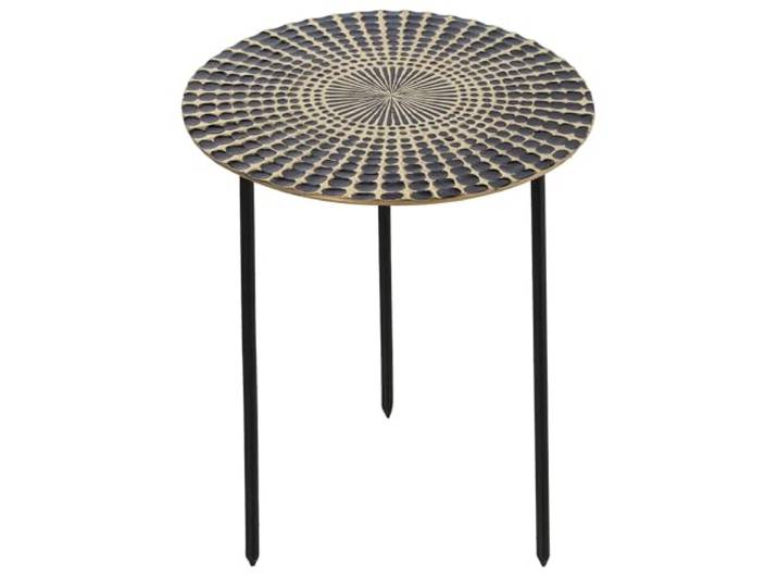 DRW Beistelltisch aus emailliertem Metall in Schwarz und Gold mit Beinen in Schwarz, 36 x 36 x 45 cm