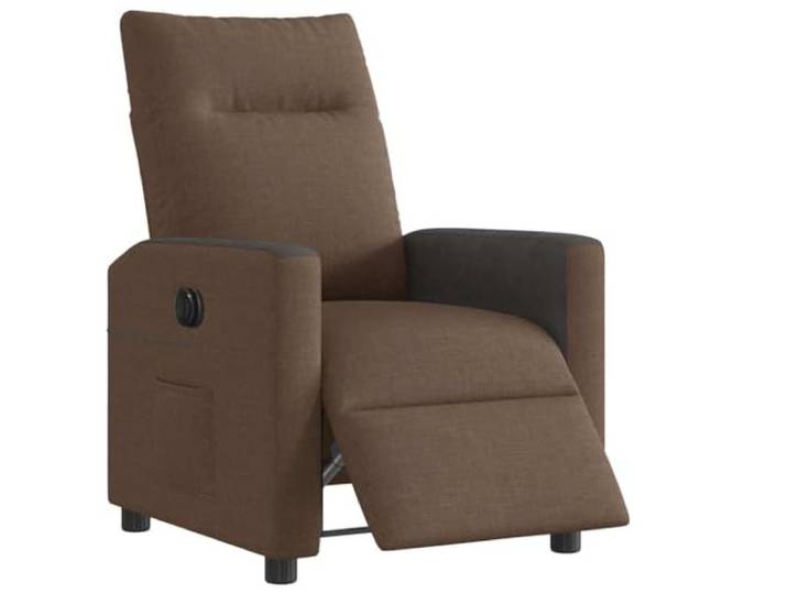 WHOPBXGAD Elektrisch Wohnzimmer Modern Braun 22.2 Relaxsessel Elektrisch Braun Stoff mit Fernbedienung, Liegesessel bis 135 Grad, TV Sessel mit Seitentasche