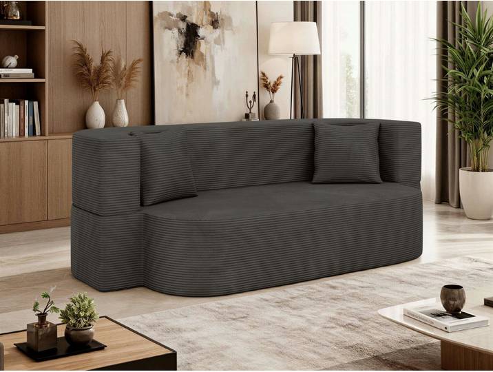MKS MÖBEL Schlafsofa OVELA, 3-Sitzer Sofa, Schlaffunktion, Schaumstoffsofa Zierkissen, Schlafcouch