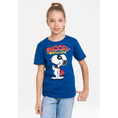 T-Shirt LOGOSHIRT "Peanuts - Snoopy Superdog", Mädchen, Gr. 92/98, blau, 100% Baumwolle, bedruckt, normal, Rundhals, Shirts T-Shirt, mit tollem Snoopy-Design