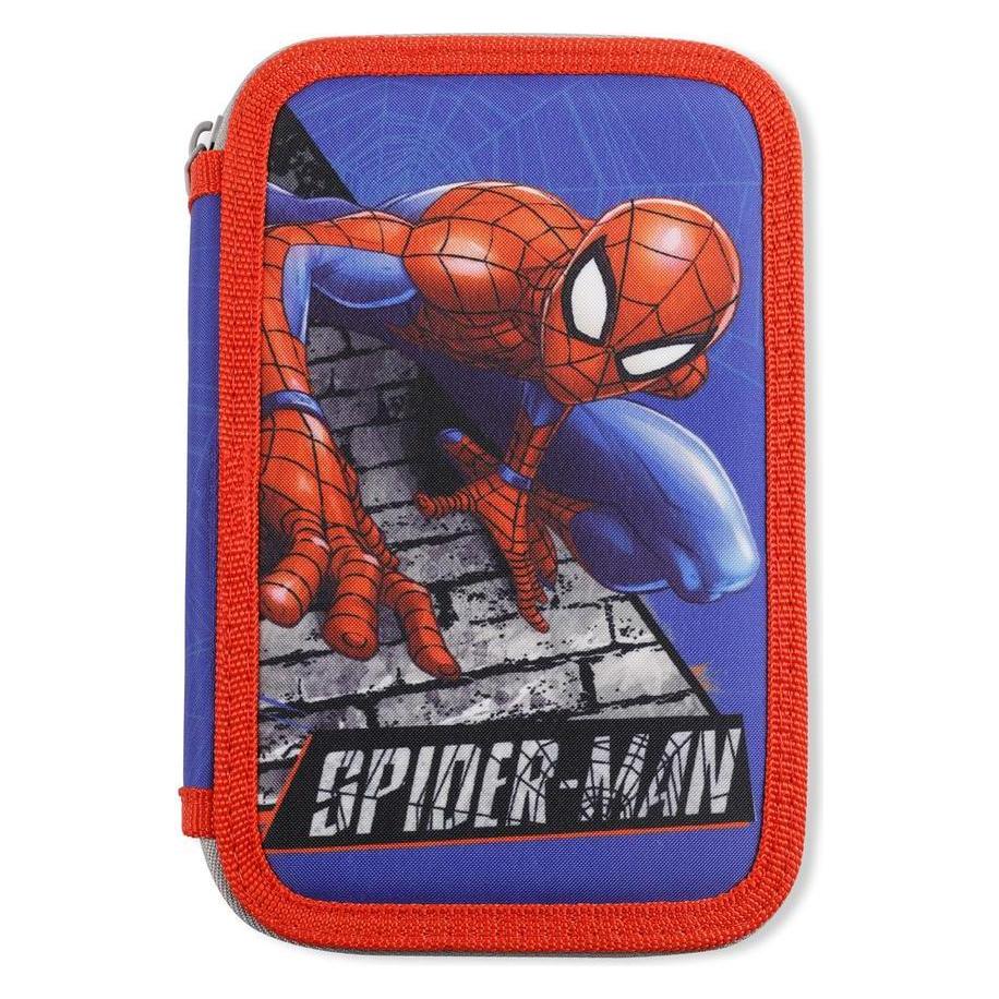 Kids Euroswan Spiderman 2-Fächer Federmäppchen mit Zubehör in Rot-Blau (SP50054)