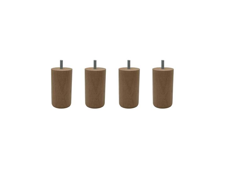 4 pieds cylindriques bois naturel 25 cm