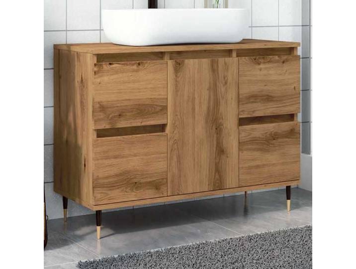 Armoire de salle de bain chêne artisanal bois d'ingénierie armoire armoire de rangement de salle de bain armoire 857233