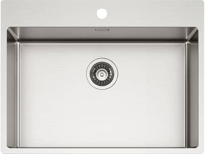 SCHOCK Küchenspüle NEW TECHNICK PLUS N100 2L Edelstahl 304, 700 x 510, Innenbecken 650 x 400, 1 Becken aus gebürstetem Edelstahl, kombinierbar mit Mischbatterien, Herdplatten, Öfen