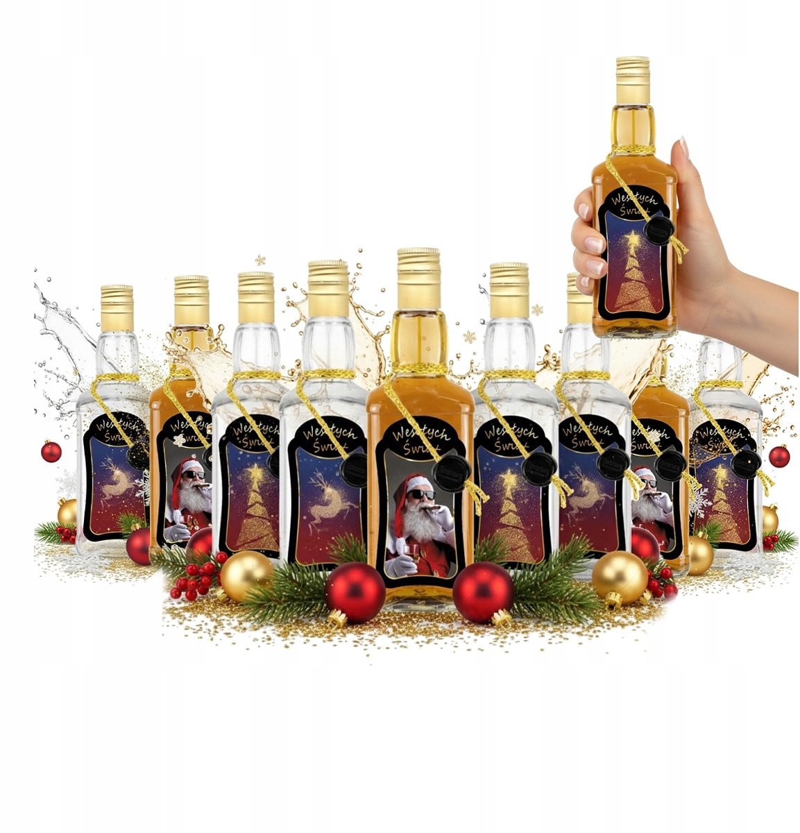 Bimberek Decoratieve Glazen Fles met Kerstontwerp - 500ml