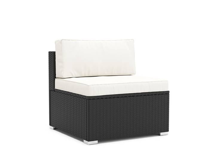 Mittelteil Rattanlounge KRETA schwarz/weiss