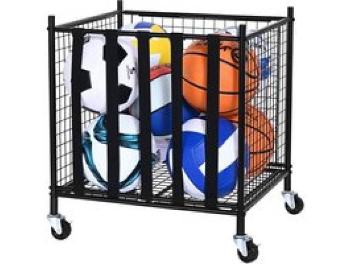 VEVOR Ballwagen Rollwagen 507 x 500 x 545 mm Sportbällen, Abschließbarer Basketballkäfig Ballkäfig, Sportausrüstung für den Innen- und Außenbereich, Rollbar Aufbewahrungswagen aus Stahl für Garagen