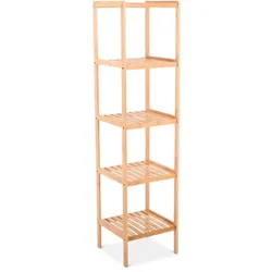 Badregal & Standregal, Bambus, 5 Böden, 140 cm hoch, Standregal aus Holz & Aufbewahrungsregal für Bad, Küche oder Wohnraum | Raburg Keda