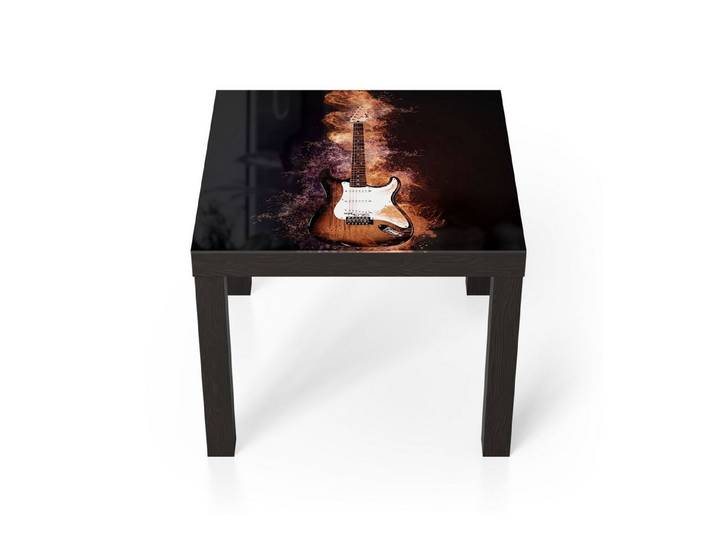 DEQORI Couchtisch 'Brennende E-Gitarre', Glas Beistelltisch Glastisch modern