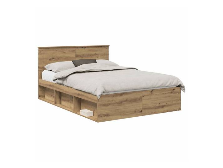 vidaXL Bett Bettrahmen Kunsthandwerk Eiche 140 x 190 cm Holzwerkstoff (1-tlg)