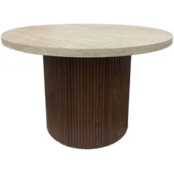 Oviala Business Skandinavischer runder Couchtisch 70 cm FSC aus dunklem Holz