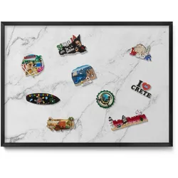 MAGNETTAFEL 70x50 cm Schwarzer Rahmen Zarter Hellmarmor