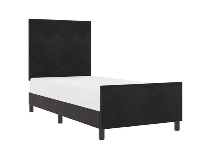 PUGYNBK Box Spring Bett aus schwarzem Samt, 90 x 190 cm Verstellbares Kopfteil, Kiefernholz, robuster Rahmen, einfache Montage