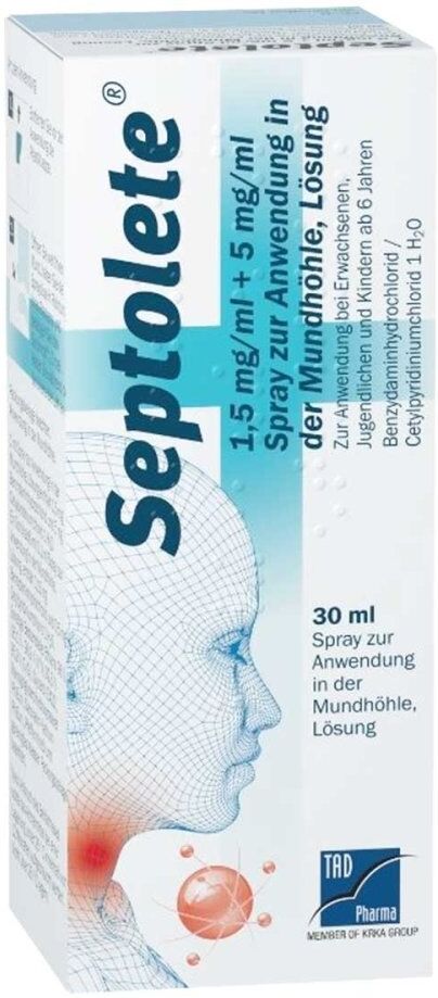 Septolete 1,5mg/ml + 5mg/ml Spr.z.anw.i.d.mundhö.