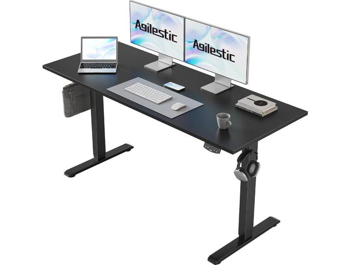 Elektrischer Höhenverstellbarer Schreibtisch 140 x 60 cm Memory-Handsteuerung Schwarz