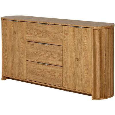 TV-Board JAHNKE "MOON TV 175", braun (montana eiche), B:160cm H:80cm T:39cm, Holzwerkstoff, Sideboards, TV-Board, Sideboard, 2 Türen & 3 Schubladen, abgerundet, Breite ca. 160 cm