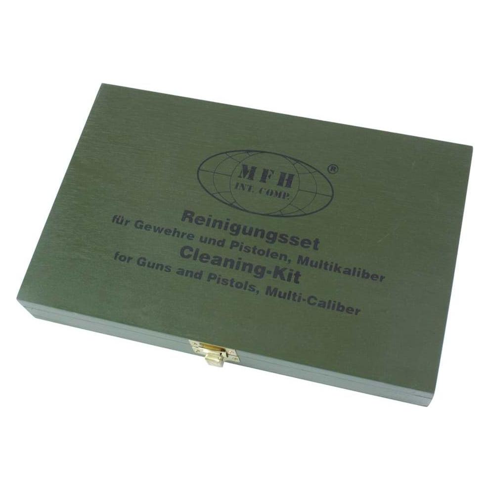 Mfh Reinigungsset, für Gewehr und Pistole, Multikaliber, Holzbox (32020056)
