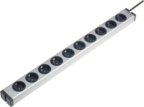 Ehmann 0600x00102031 Steckdosenleiste 10fach Aluminium Schutzkontakt 1St.