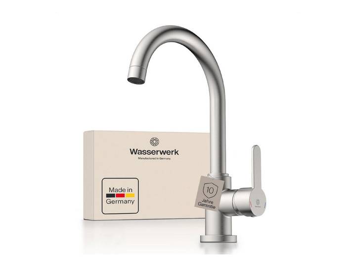 WASSERWERK Spültischarmatur WK 5, Wasserhahn, Küche, Einhebelmischer 360° schwenkbar, Cold-Start-Funkt., geräuscharm