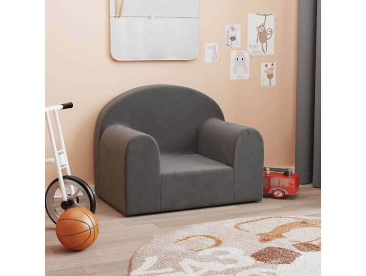vidaXL Kindersofa Anthrazit Weich Plüsch