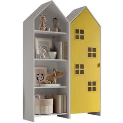 REGALSCHRANK Set Kania 115x37x171 MDF Weiß /Gelb