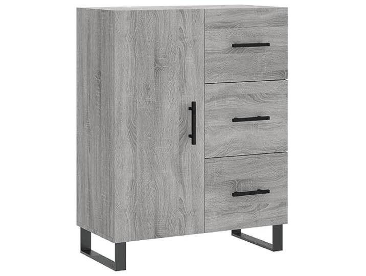 HGFDVCMR Sideboard Grau Sonoma 69,5x34x90 cm Anrichte mit Schubladen Kompakter Kommodenschrank für Wohnzimmer und Flur mit 3 Schubladen, Tür und robusten Metallfüßen.