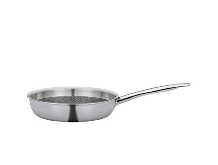 Spring Vulcano Cut Resist XL Bratpfanne Ø 24 cm Edelstahl hoher Rand Antihaftbeschichtet Induktionsgeeignet 5-Lagen Mehrschichtmaterial Kratzfest Bratpfanne Induktion ofenfeste Pfanne