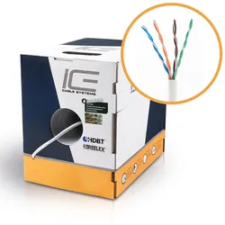 ICE Cable - Cat.5e Kabel, 350MHz, FTP, 24AWG, SBC, 305m Pulloutbox, Farbe: blau