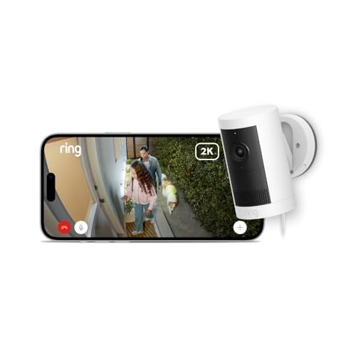 Ring Buitencamera Plus met stekkeradapter - 2K met Ring Vision - Beveiligingscamera