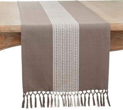 Saro Lifestyle "Cotton Table Runner With Stripe Design - 16""x72"""