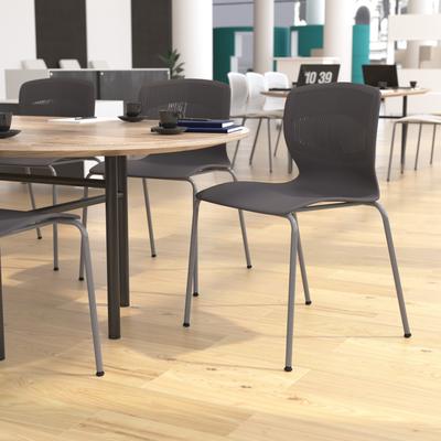 Flash Furniture Commercial 770 LB. Capacity Plastic Stack Chair with Lumbar Support-5 Pack