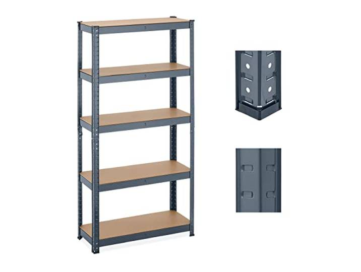 Relaxdays Lot de 2 étagères 5 Niveaux 150x75x30 cm Anthracite Charge totale env. 875 kg\, rayonnage\, cave & garage\, métal