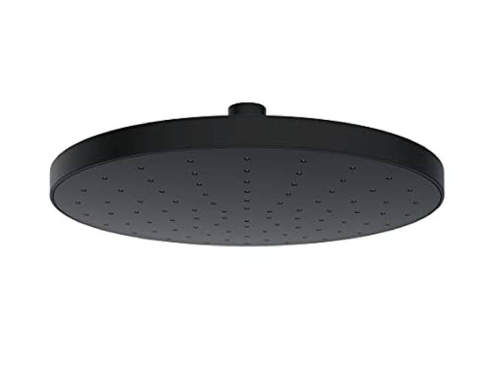 WENKO Regenduschkopf Automatic Cleaning, Anti-Kalk, runde Universal-Kopfbrause mit automatischem Reinigungssystem, belebende Regenwasserdusche, Brausekopf Ø 22,5cm im Industrie-Flair, ABS Schwarz