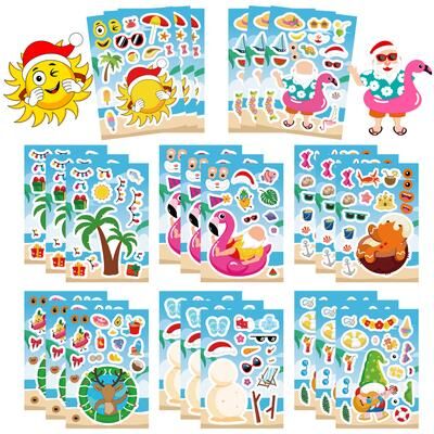 Modern Mode Marketplace Kids DIY Puzzle Stickers Cartoon Christmas Snowman Party Decor Waterproof Jigsaw Toy Make A Face 3