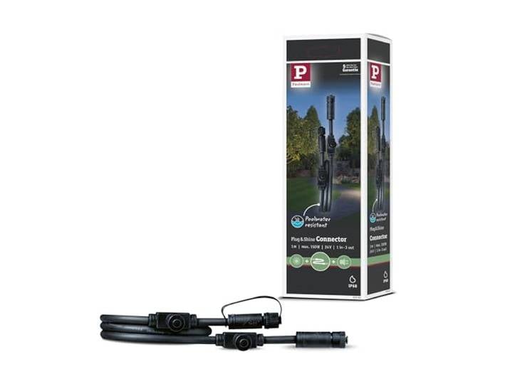 Paulmann 93994 Outdoor Plug&Shine Câble\, IP68\, 1m 1 in-3 out 2x1\,5 mm² Noir/Plastique