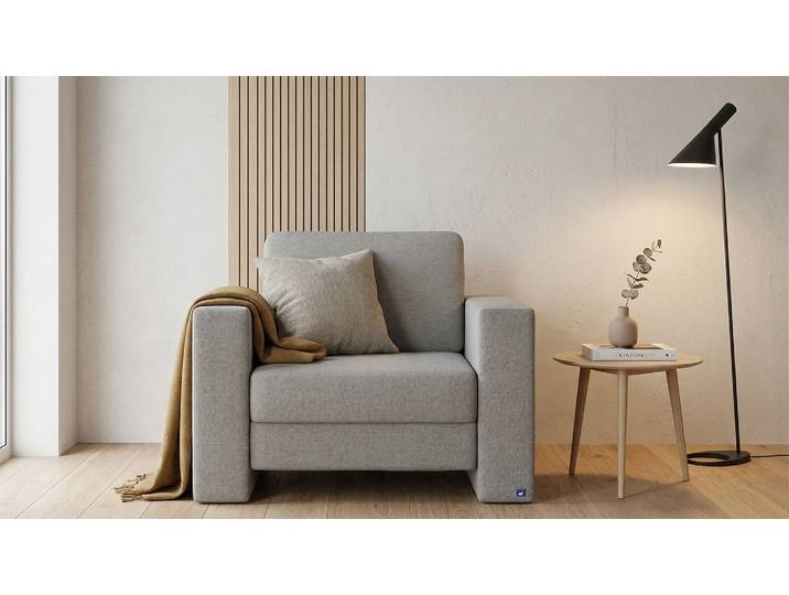 BRUNO Schlafsessel 70cm in Hellgrau praktische Größe stabiles Massivholz & Boxspringkomfort