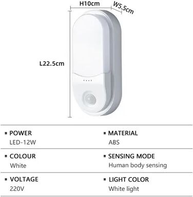 Friendly Fresh Finds GlowGuard Motion Sensor Wall Light Waterproof Outdoor LED Porch And Staircase Lamp ellipse