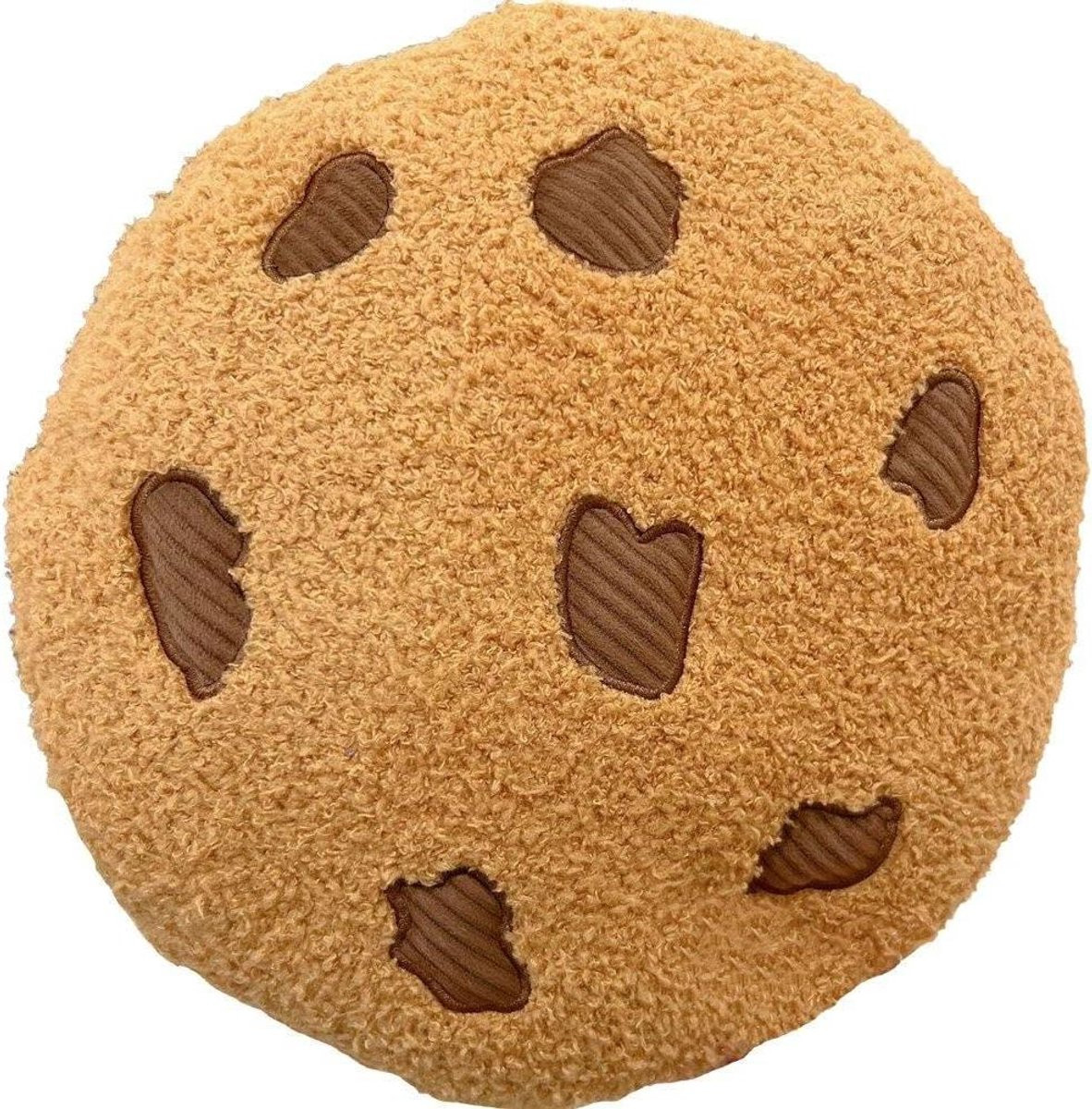 Pluche Koekjes Kussen - Bruin - 28 cm