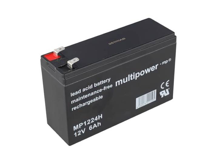 Multipower MP1224H hoogstroomloodacccu met Faston 6,3 mm stekkercontact